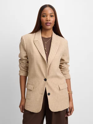 Jet Women's Stone Stripe Oversized Linen Blazer