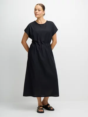 Jet Women's Black Elasticated Midi Dress