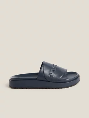 Fabiani Men's Blue Emboss Tonal Logo Slides