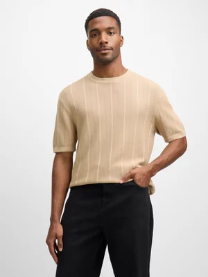 Exact Men's Natural Knitwear T-Shirt