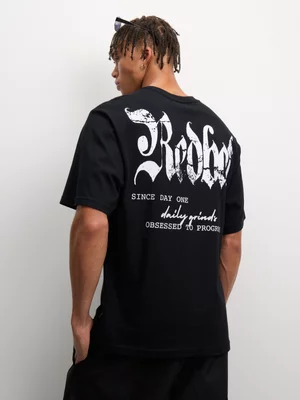 Redbat Men's Grundge Daily Grind Black T-Shirt