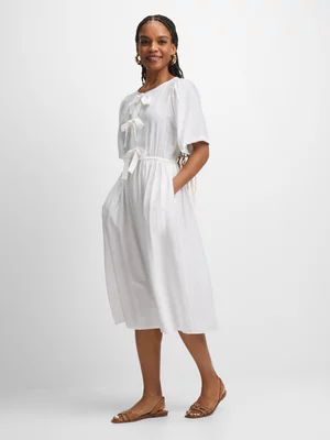 Exact Women's White Front Tie Dress