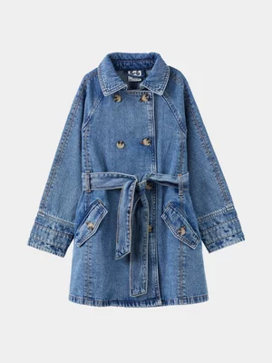 Cotton On Kids Girl Blue Natasha Trench Coat