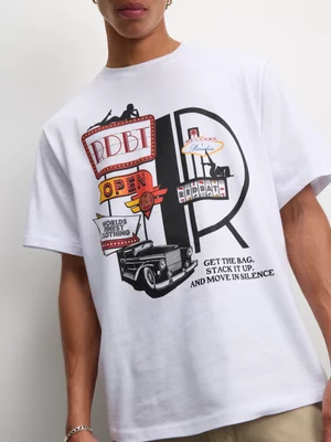 Redbat Men's White Motel Graphic White T-Shirt
