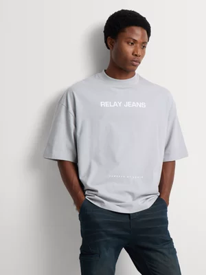 Relay Jeans Men's Boxy Grey Graphic T-Shirt