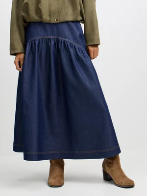 Exact Women's Dark Raw Wash Denim Skirt 
