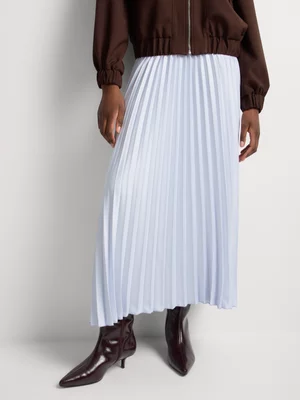 Pleated Satin Maxi Skirt