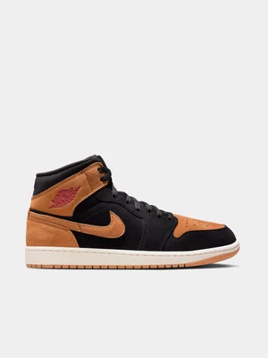Jordan Men's 1 MId SE Black/Wheat Sneaker