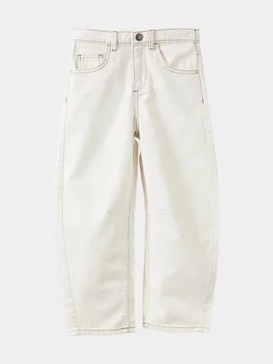  Cotton On Kids Girl White Unisex Barrel Leg Denim Jeans