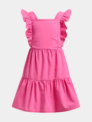 Jet Younger Girls Pink Back Bow Poplin Dress