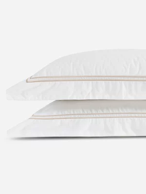 Guest House Perfect 400 Thread Count Percale Pillowcase Set White/Stone