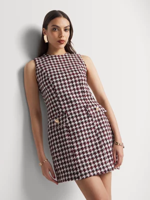 Boucle Flap Pockets Shift Dress