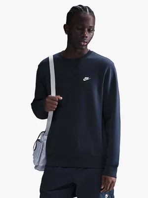 Nike Mens Club Fleece Navy Crew Top