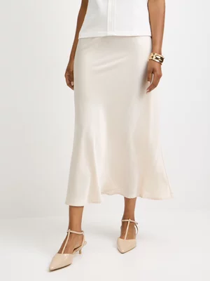 Jet Women’s Cream Satin Midi Skirt