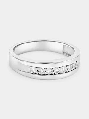 Sterling Silver Lab Grown Diamond Illusion Channel Ring 