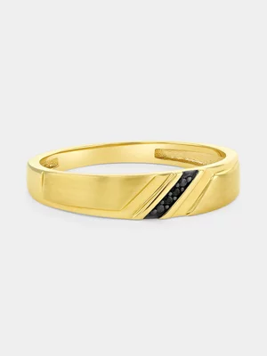 Yellow Gold Black Diamond Diagonal Pavé Ring 