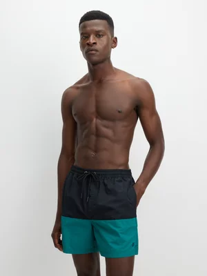 TS Mens Colourblock Black/Forest Green Volley Shorts