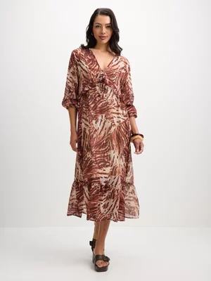 Exact Women's Brown Printed Boho Maxi Dress 
