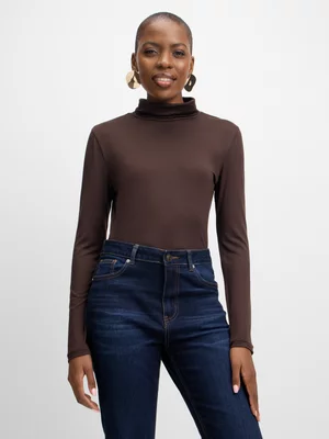 Jet Womens Chocolate Dty Poloneck