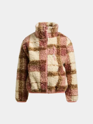 Exact Younger Girl's Pink & Natural Checked Jacket 