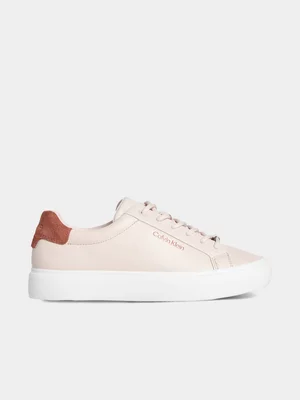 Women's Calvin Klein Beige Vulc Lace Up  Sneakers
