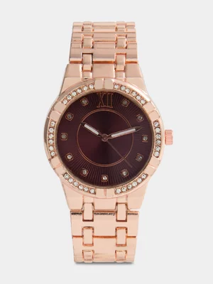 Jet Women's Rose Gold Watch With Stone Detail