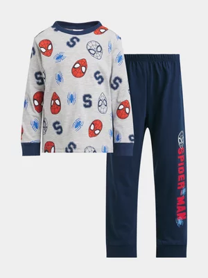 Jet Younger Boys Grey and Navy Spiderman PJ Set