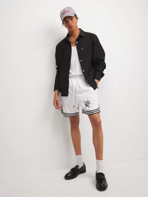 The FIX Men's White BaskBall Graphic Shorts 