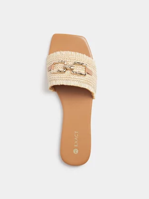 Exact Women's Natural Frayed Edge Sandals 