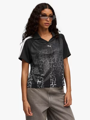 Puma Women's Leopard Luxe Relaxed Animal Print Black Jersey