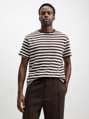 Jet Men's Brown And Stone Stripe T-Shirt