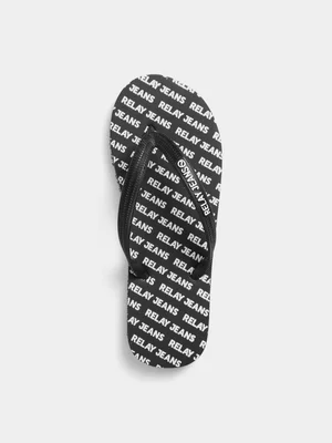 Relay Jeans Men’s Mono Typo Black Flip Flops