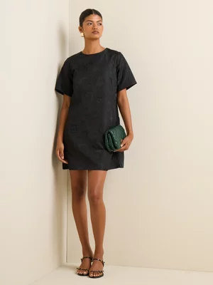 Women's Iconography Jacquard Shift Dress Black