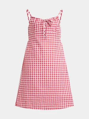 Jet Teen Girls Gingham Front Tie Dress