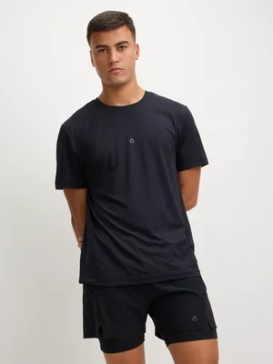 TS Mens Perforated Performance Black Tee