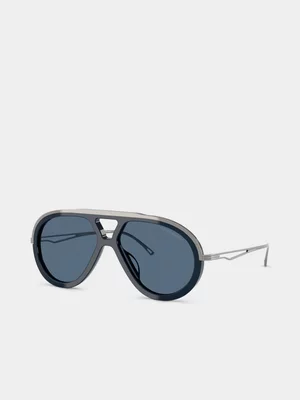 Emporio Armani  Shiny Blue Sunglasses - 56