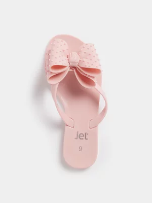 Jet Younger Girls Pink Bow Jelly Sandal