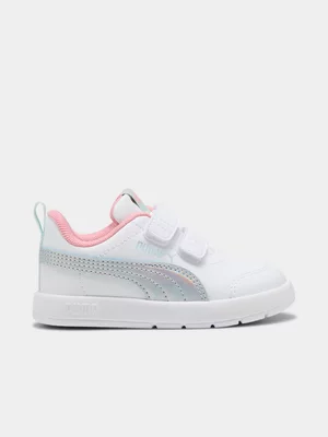 Toddlers Puma Courtflex V3 Space Belle V White/Silver Sneaker