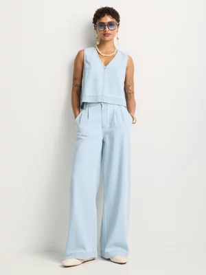 FF Denim Co-Ord Pleated Wide Leg Pants