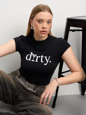 The FIX Women's Black Dirty Graphic Top