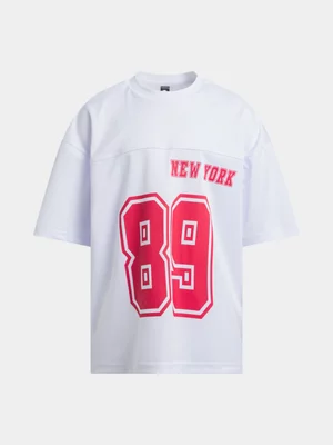 Jet Teen Girls White Oversized Baseball Top