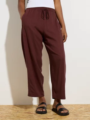 Women's Canvas Linen Blend Barrel Pants
