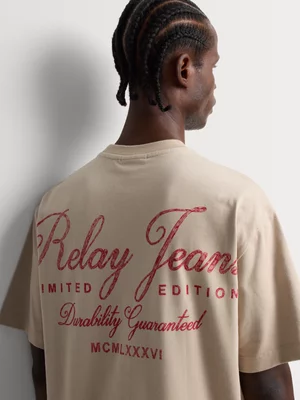 Relay Jeans Men's Oversized Fit Stone Graphic T-Shirt
