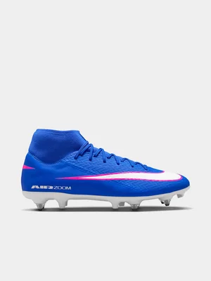Nike Mens Superfly 10 Academy SG High Top Blue/White Boots
