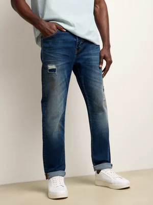 Fabiani Men's Blue Mid Wash Slim Denim Jeans