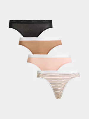 Jockey Women’s 4 Pack Sand Dune Stripe Bikini Briefs