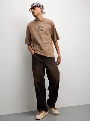 The FIX Men's Brown Wash Baggy Jeans