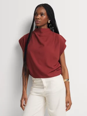 Highneck Pleated Shell Top