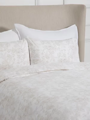 Granny Goose Line Rose Print Duvet Cover Set Natural