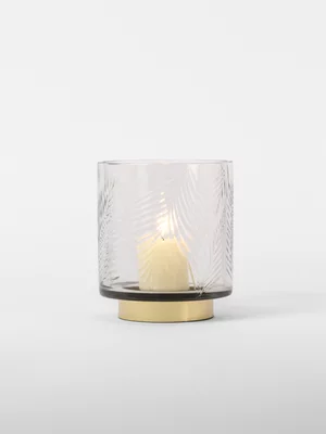 Leaf Cut Glass Footed Votive Candle Holder 13 x 10cm